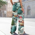 thumbnail image 4 of Ladies' Loose And Casual Christmas Printed Wide Leg Pants With Elastic Waistband Drawstring And Pocket Pants, Comfortable Home and Sleepwear Bottoms for Winter, Light Blue, S, 4 of 6