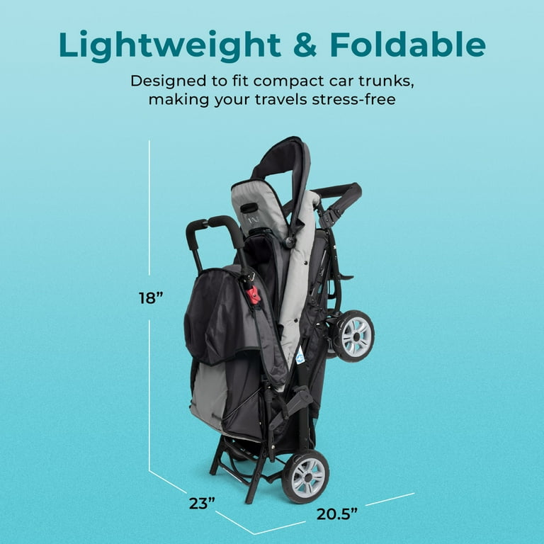 Foundations Compass Trio Triple Stroller, 3-Seat Tandem with UV Canopies and Reclining Seats, Black