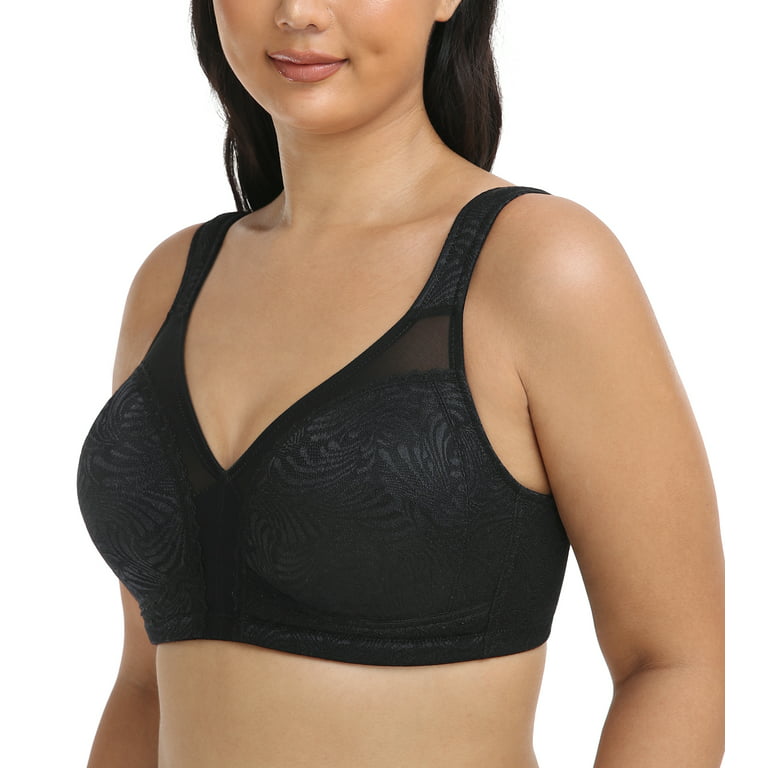 Exclare Women's Full Coverage Plus Size Comfort Double Support Unpadded  Wirefree Minimizer Bra(Peacock tail Black,36D) 