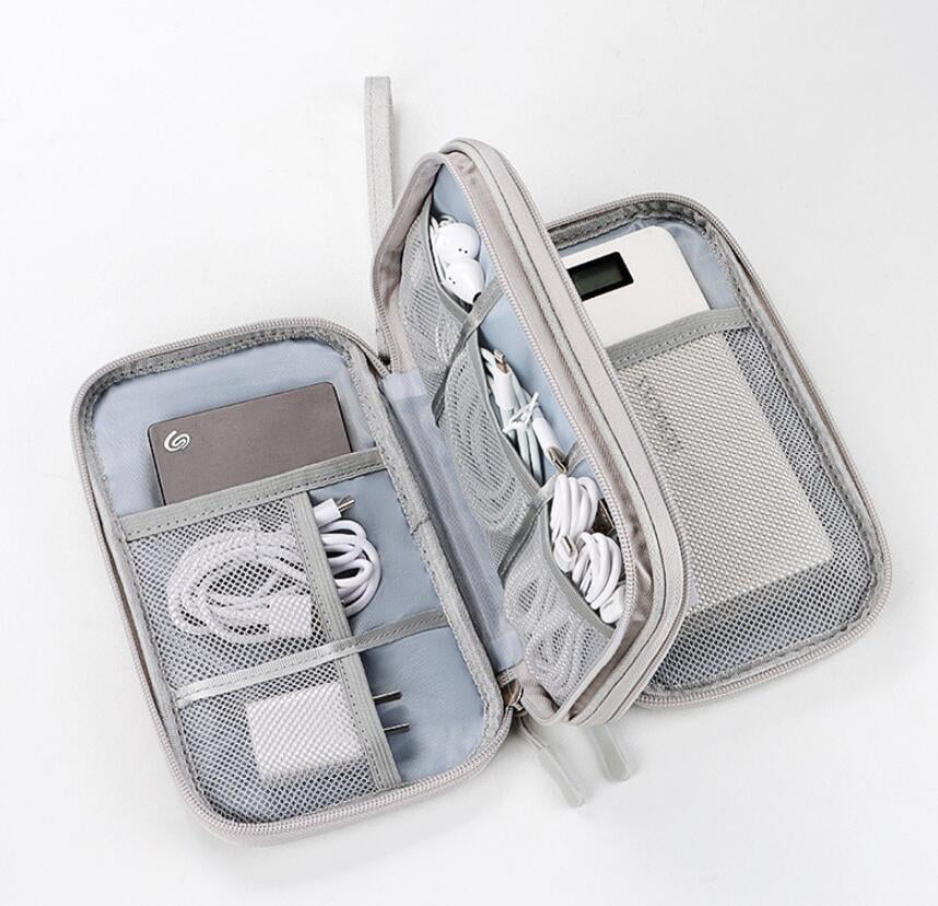 Tildaks Electronic Organizer Pouch Bag, 3 Compartments Travel Cable Organizer Bag Pouch Portable Electronic Phone Accessories Storage Multifunctional Case for