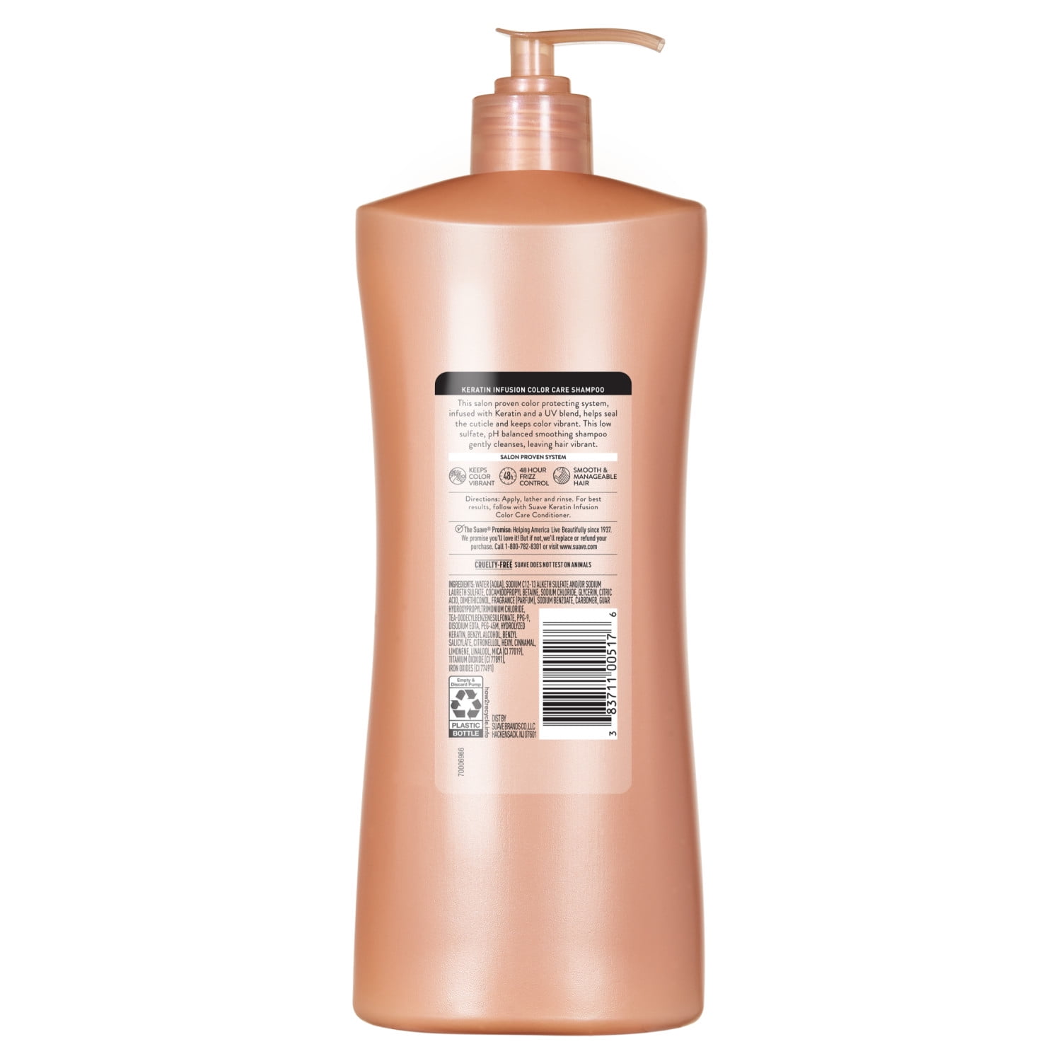 (4 pack) Suave Keratin Infusion Shampoo For Color Treated Hair, 48HR Frizz Control, 28 FL OZ Pump