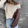 thumbnail image 5 of Herrnalise Women's Knitted Crop Tops Autumn And Winter Casual Round Neck Pullover Blouse Long Sleeve Patchwork Tops Sweater Pullover Jumper Sweaters, 5 of 7