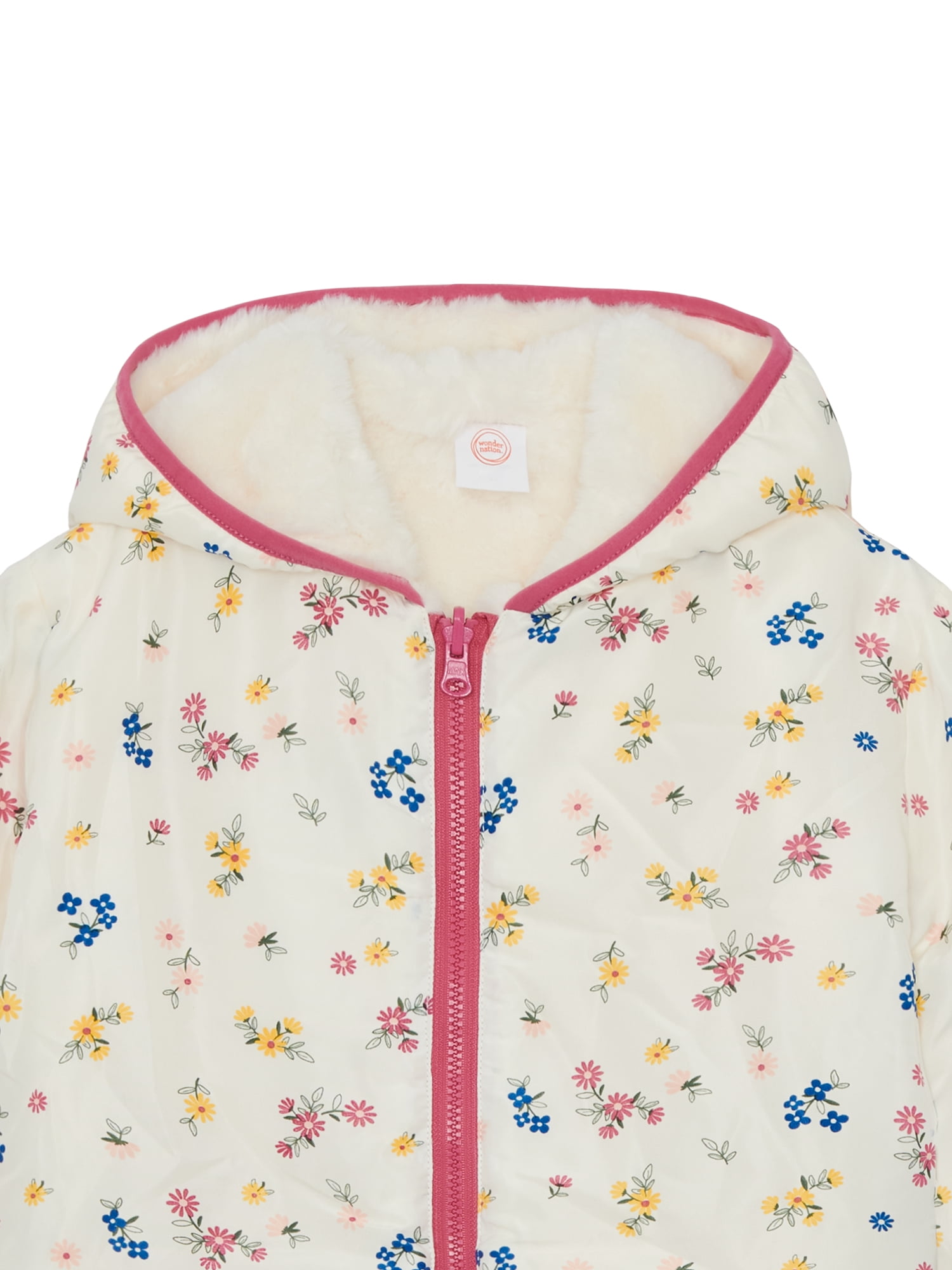 Wonder Nation Toddler Girl Faux Fur Reversible Jacket, Sizes 12M-5T