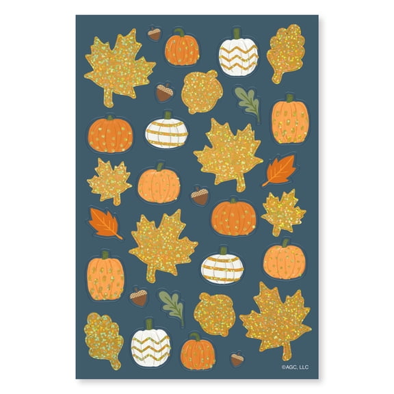 American Greetings 62 Stickers, 2 Sheets, Thanksgiving Stickers, Autumn Leaves & Pumpkins