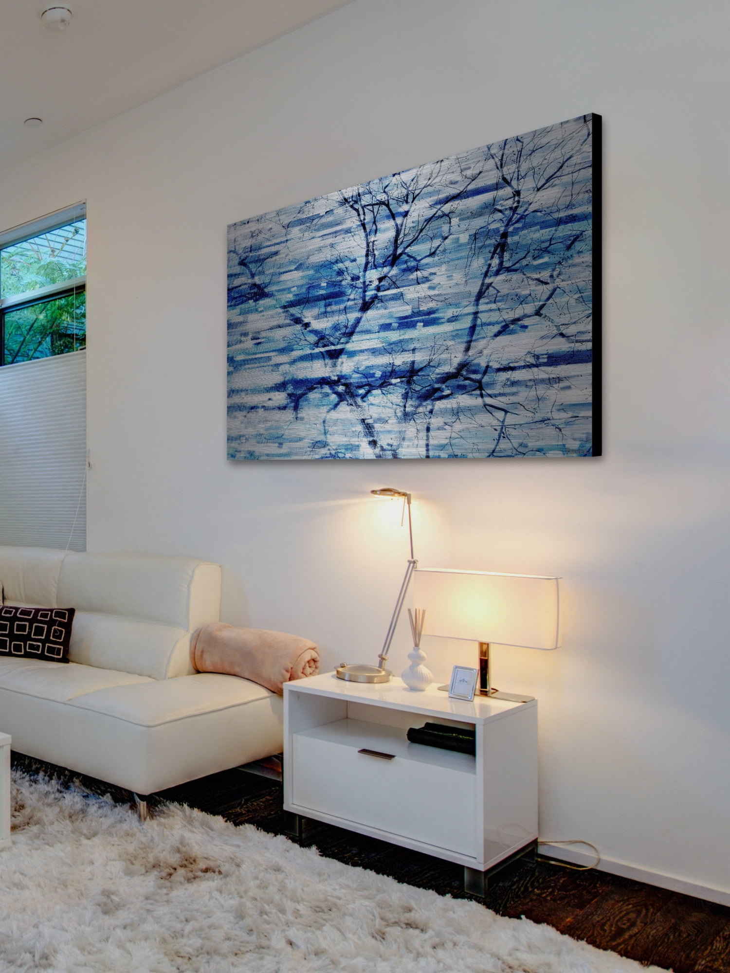 Parvez Taj Pt-Wnpw-114-Al-45 30" x 45" "Blue Snow Storm" Art Print On Aluminium
