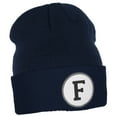 thumbnail image 3 of Daxton Custom A to Z Initial Letters Cuff Hat Beanie Warm Knit Skull Cap, Navy Letter F, 3 of 4