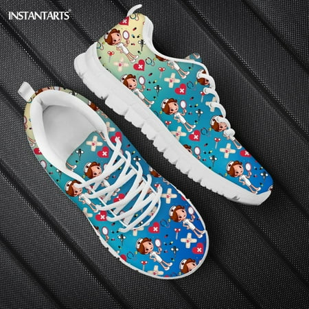 

Custom Nurse Pattern Luxury Sneakers Women Woman Flats Jogging Shoes Lace Up Waking Sneaker Breathable Cartoon Nursing Shoes