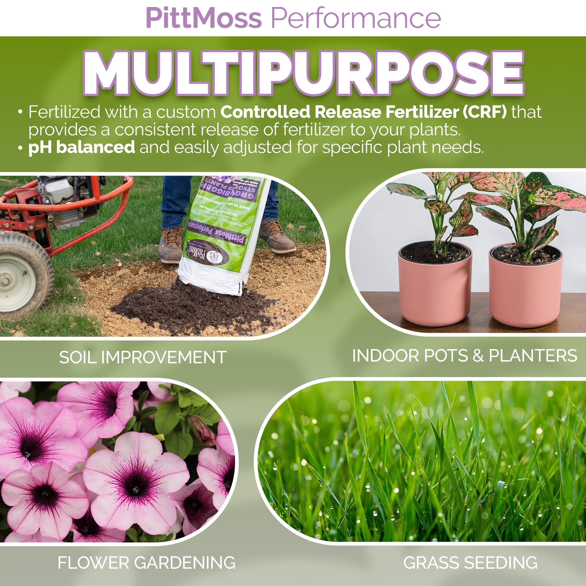 PittMoss Performance Eco-Friendly, Peat-Free Potting Mix Enhanced with Controlled Release Fertilizer for Gardens, Houseplants & More, 1 Cubic Foot