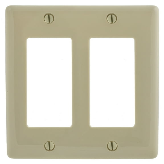 Hubbell NP262I Ivory Nylon Two Gang Decorator Wall Plate