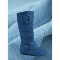 thumbnail image 5 of Women's Casual Flat Heel Side Zip Wide Calf Knee High Mid-Calf Boots Shoes ( Denim Blue, 5), 5 of 5