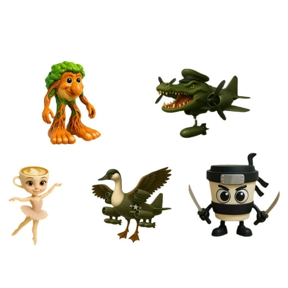 5 PCS Tralalero Tralala Action Figure, 3.9" AI Meme Shark Tung Tung Tung Sahur Toy Doll, Creative 3D Italian Brainrot Shark in Sneakers, Collectible Figures Gifts for Fans