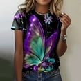 thumbnail image 2 of TSADFHJI Hauts pour Femmes Manches 3/4 Automne 2024 Mode Col Rond Manches Courtes T-Shirts d'Été Blouse Imprimée S Noir, 2 of 4
