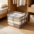 thumbnail image 4 of Leutsin Large Heavy-Duty Thick Plastic Clear Storage Bag for Clothes, Moving & Storage, Portable Moving Storage Box with Handles & Dual Zipper, Foldable Waterproof Organizer Bin for Blankets Toys, 4 of 9