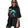 thumbnail image 3 of Plus Size Shirt for Women Black Tops for Women Short Sleeves Shirt for Women Turtle T Shirt Crewneck Shirt for Women XL, 3 of 5