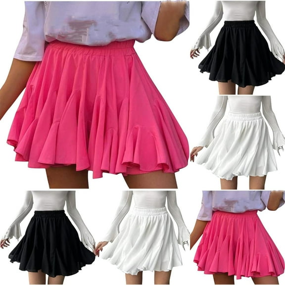 SMihono Fashion Women's High Waist Pleated A-Line Mini Skirt Short Skater Tennis Skirt Casual Split Hem Bodycon Midi Skirt Shorts Black 6