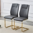 thumbnail image 4 of JERFIT Modern Upholstered Dining Chairs Set of 4, Gray PU Leather Side Chairs with Gold Metal Legs for Kitchen, Dining Room, Office, 4 of 9
