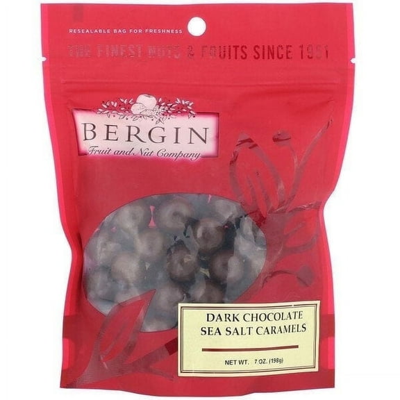 Bergin Fruit and Nut Company, Dark Chocolate Sea Salt Caramels, 7 oz Pack of 2
