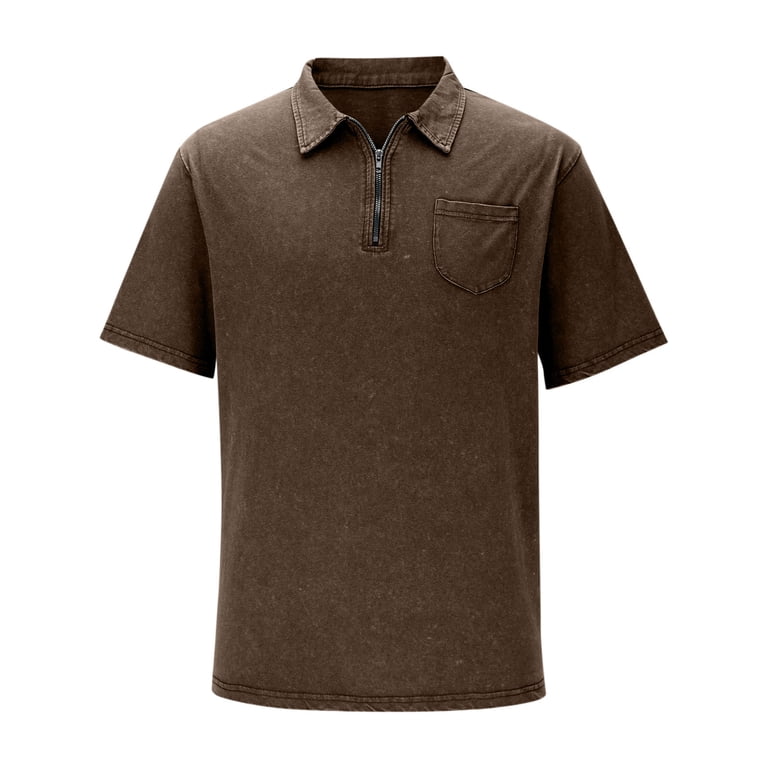 LODIENY Mens Polo Shirts Quarter Zip Shirts Vintage Casual Classic