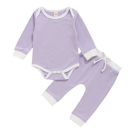 

Fesfesfes Toddler Baby Jumpsuit Boys Girls Long Sleeve Solid Romper Bodysuit+Pants Outfits Plus Size Clearance $10