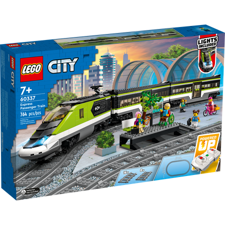 LEGO City Express Passenger Train Set, 60337 Remote Controlled Toy, Gifts for Kids, Boys & Girls with Working Headlights, 2 Coaches and 24 Track Pieces