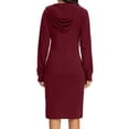 thumbnail image 3 of Vestido de manga larga con capucha y bolsillos para mujer, corte ajustado, estilo informal, 3 of 5