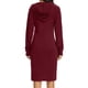 thumbnail image 3 of Vestido de manga larga con capucha y bolsillos para mujer, corte ajustado, estilo informal, 3 of 5
