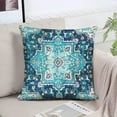 thumbnail image 6 of Set of 2 Teal Blue Mandala Boho Throw Pillow Covers Linen Decorative Throw Pillow Case Cushion Cover Pillowcases for Home Decor Sofa Living Room Bed Couch Car 18x18 in Boho, 6 of 6
