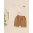 thumbnail image 5 of vera natura Baby Boys Summer Outfits Letter Print Short Sleeves T-Shirt and Elastic Shorts Set for 2 Piece Vacation Clothes Set, 5 of 9