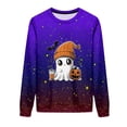 thumbnail image 4 of DOSUKRAI Sweatshirt Halloween Women Spooky Season Funny Long Sleeve Graphic Crewneck Pullover Tops Cute Ghost Sweater Blue,L, 4 of 9