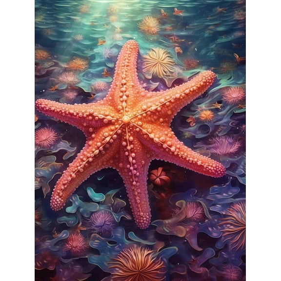 5D DIY Diamond Painting Set "Starfish" Round Diamond Art Crafts for Adults, Suitable for Wall Decoration, Bedroom and Home Decoration