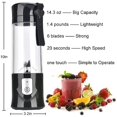 thumbnail image 2 of 1 licuadora (negra), licuadora de frutas portátil, mini licuadora USB para batidos, batidos, jugos de frutas, licuadora portátil de 6 hojas para deportes y viajes, regalos de Navidad JM, 2 of 5