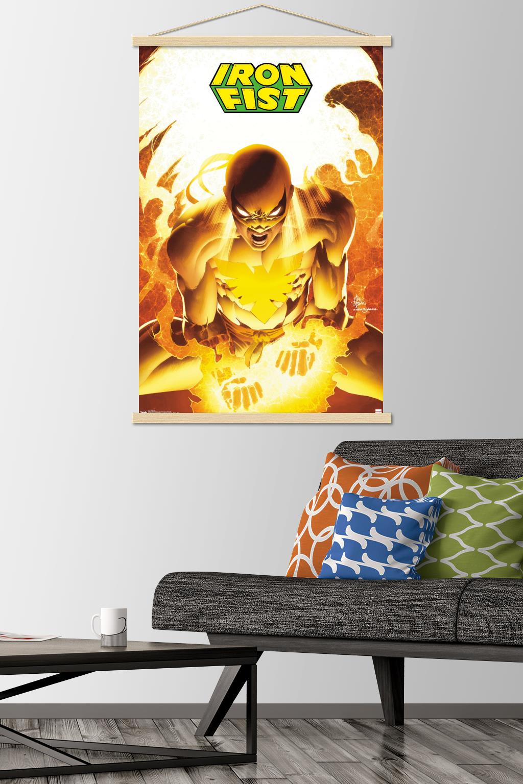 Marvel Comics - Iron Fist Wall Poster with Wooden Magnetic Frame, 22.375" x 34"