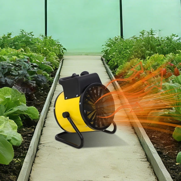 INTER HUT Portable Greenhouse Heater with Digital Thermostat, Overheat Protection, 1500W Radiant Electric Heater, 1 Pack, Yellow