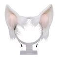 thumbnail image 1 of Diadema de orejas de peluche, bonita, cómoda, fina, esponjosa, con orejas de animal y esqueleto blanco, 1 of 12