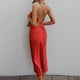 thumbnail image 4 of Vestido Con Tirantes Cruzados Vestidos largos de cóctel para mujer Ropa de club sin mangas de corte bajo (Rojo M) Cgtredaw Para estrenar, 4 of 6