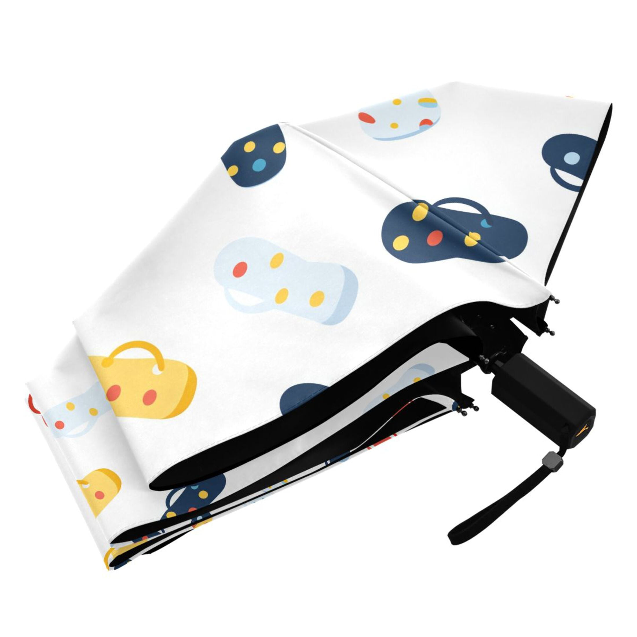 Flip Flop with Dots Compact Sun Umbrella Windproof Travel Umbrellas for Rain Strong Portable UV Protection