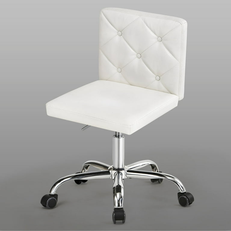 VECELO Armless Office Desk Chair, Silent Wheels, Height Adjustable