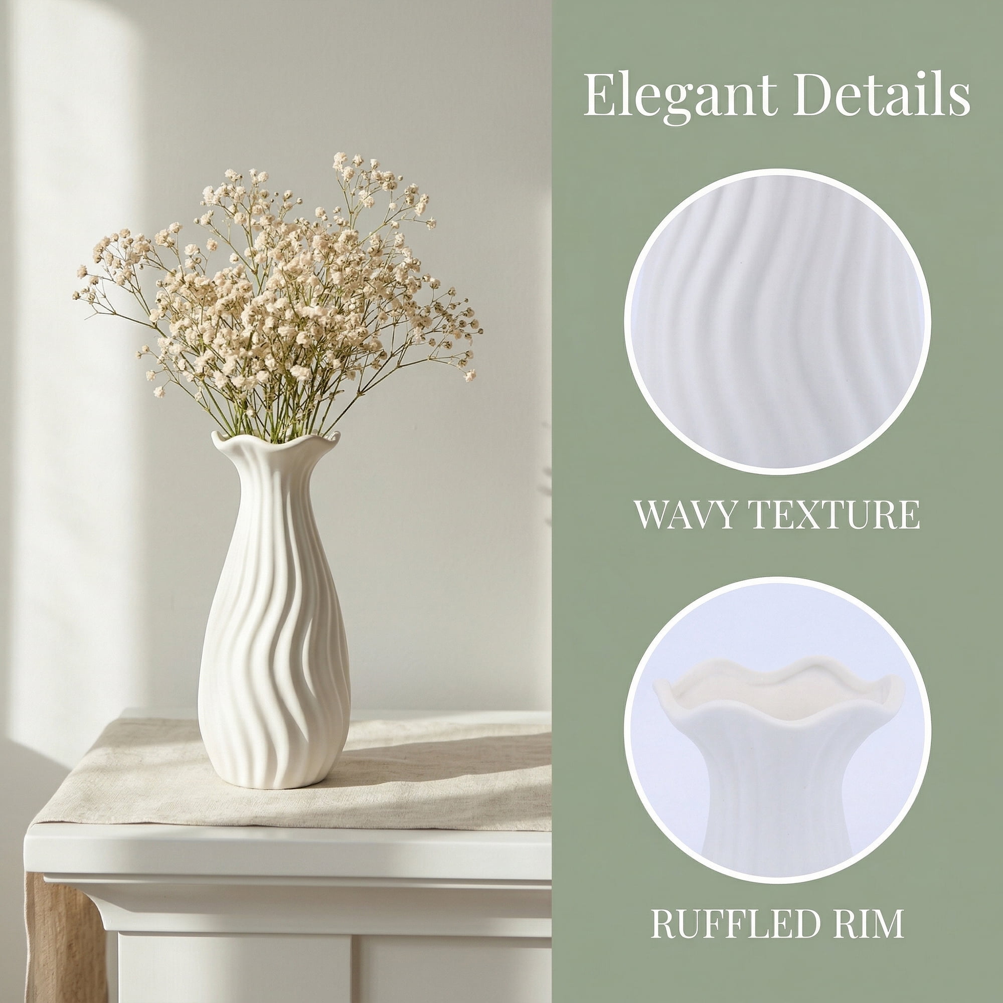 Unique Bargains Slim Ceramic Bud Decorative Vases for Desktop White 2.2"L x 2.2"W x 6.9"H