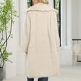 thumbnail image 5 of Wutalume Women's Fashion Plush Jacket Casual Solid-color Long-sleeved Cardigan Long Coat, Faux Fur Design, Warm and Elegant, Ideal for Winter Parties and Outings,Beige L, 5 of 5