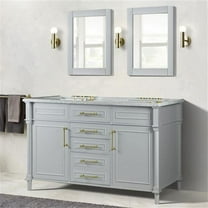 Bellaterra Home 800632-60DGD-LG 60 in. Double Vanity with Carrara Marble Top, Light Gray & White