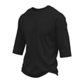 thumbnail image 2 of Trgacdwlo 3/4 Sleeve Shirts for Men Crew Neck Baseball T Shirts for Men Summer Fall Big and Tall Plain Cotton Shirts Men Black L, 2 of 6