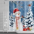 thumbnail image 2 of Watercolor Snowman Shower Curtains Merry Christmas Tree with Redbirds on Winter Snow Shower Curtain Sets Polyester Fabric Waterproof 72x72 Inch, 2 of 6