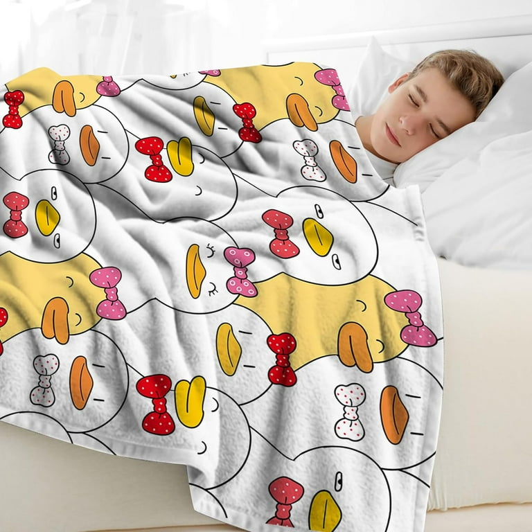 SKT T1 Duck Blanket for Baby Kids Girls, Cute Duck with Pink Bow