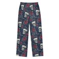thumbnail image 2 of Wobogo Rose Art Skull Long Pajama Pants Bottoms Soft Sleepwear with Pockets, 2 of 9