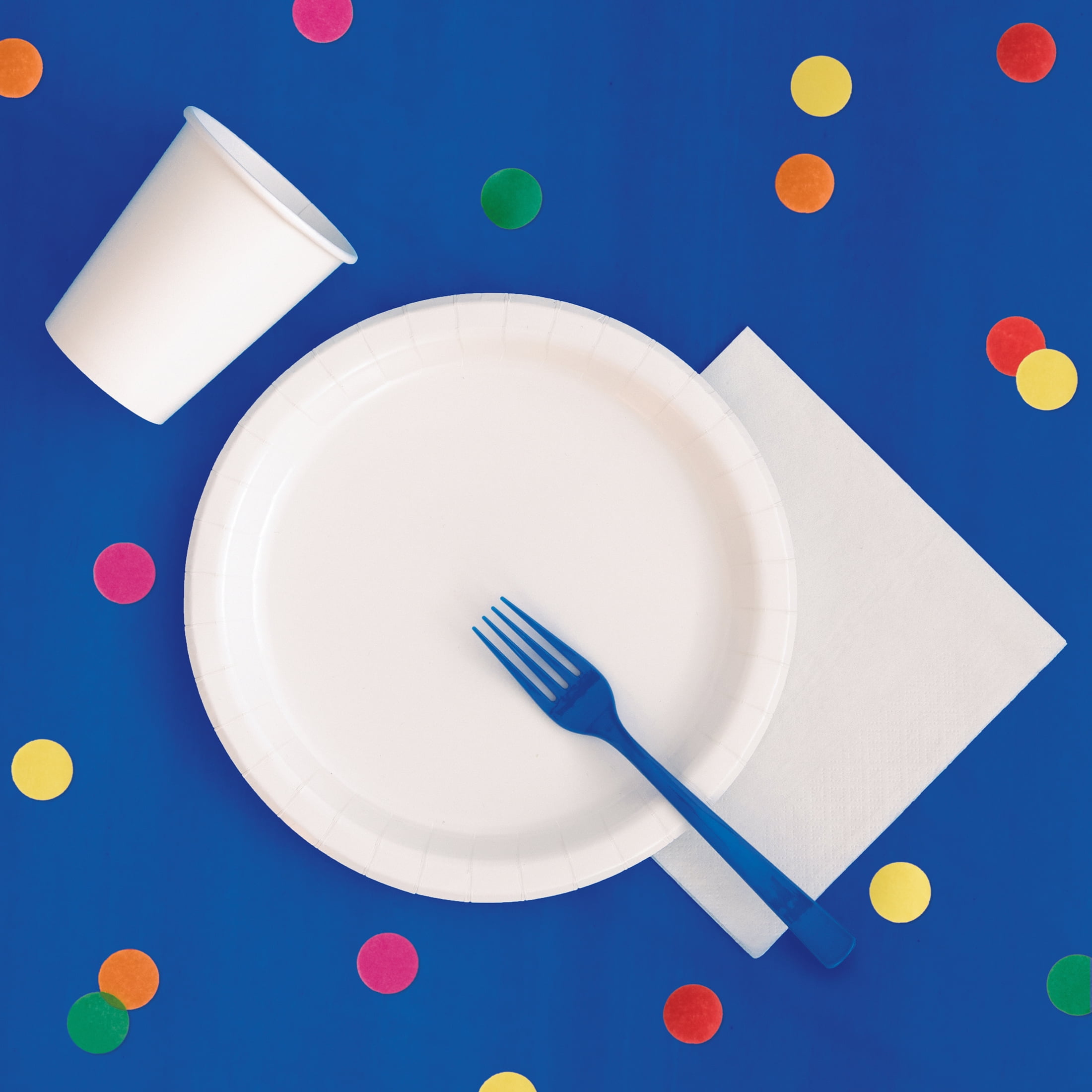 (6 pack) Round 84" Blue Plastic Table Cover, by Way To Celebrate