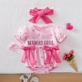 thumbnail image 2 of enyan Newborn Baby Girl 4th Of July Outfit Flag Embroidery Somcked Bubble Romper Short Sleeve Onesie Fourth Of July Outfit Pink,12-18 Months, 2 of 4