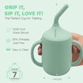 thumbnail image 2 of Sili Monster Silicone Sippy Cup with Straw for Babies Unisex 6+ Months - 1 Pack, Sage Green, 2 of 7