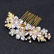 thumbnail image 3 of Zhuge Horquillas para el pelo de boda con flores para novias, peinetas con perlas de cristal,joyas con diamantes de imitación para novias, damas de honor y mujeres (dorado), 3 of 4