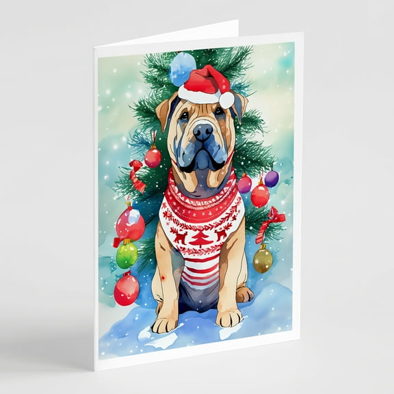 Shar Pei Christmas Greeting Cards Pack of 8 7 in x 5 in