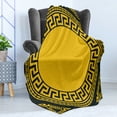 thumbnail image 4 of Greek Key Soft Flannel Fleece Throw Blanket, Sun Inspired Big Circle Antique Fret and Triangular Ornaments, Cozy Plush for Indoor and Outdoor Use, 50" x 70", Charcoal Grey Marigold, by Ambesonne, 4 of 5